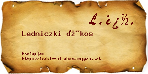 Ledniczki Ákos névjegykártya